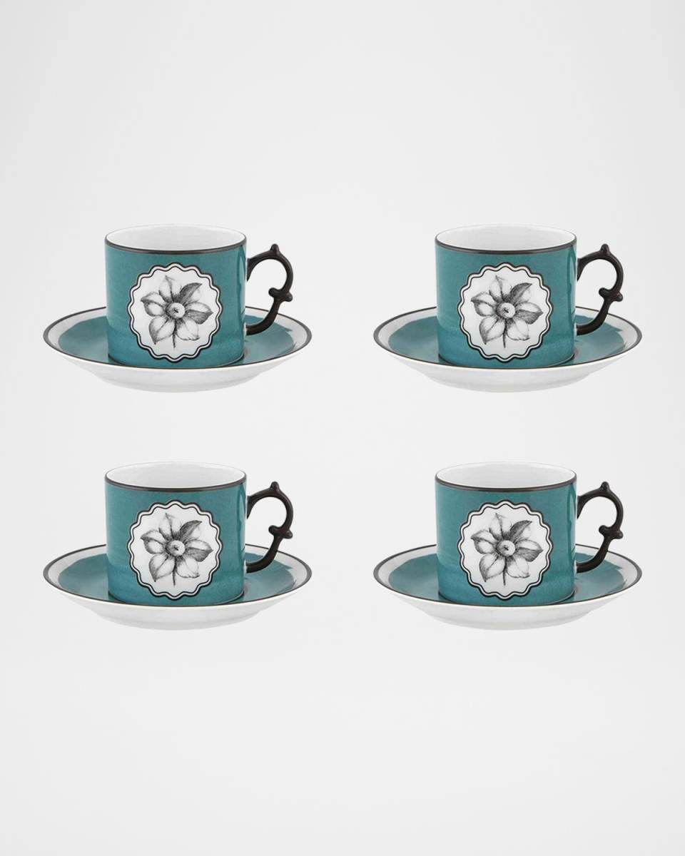 Herbariae Tea Cups & Saucers, Set of 4